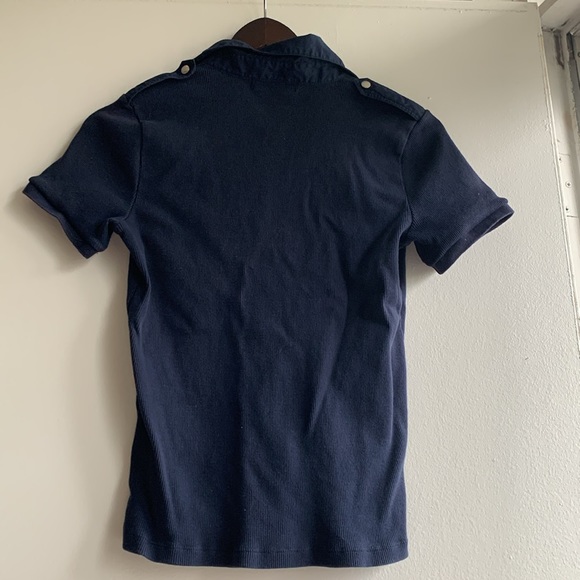 3-/$20 Lauren Ralph Lauren Navy Blue Ribbed Polo Top size Medium - Picture 5 of 5